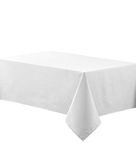 Home Beyond & HB design - 60 x 84 Inch Linen Look Waterproof Rectangular Polyester Tablecloth - Waterproof Wrinkle Stain Resistant Table Cover Protector - White