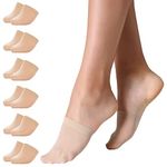 MANZI Invisible Socks Women Toe Socks Pop Ladies Socks Black No Show Socks with Silicone 6 Pairs(6 Nude)