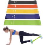 Workout Resistance Bands 5-40lbs of Resistance, Set of 5 - High Elasticity Excercise Bands - Includes Free Carring Pouch.