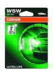 OSRAM ULTRA LIFE W5W halogen, license plate position light, 2825ULT-02B, 12 V passenger car, double blister (2 unit), Silver