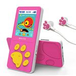 WiWOO MP3 Player for Kids, 1.8 Portable Kids Music Player with FM Radio Video Games Voice Recorder and Headphone, 8GB Children Cartoon Bear Paw Media Player Expandable Up to 128GB (Pink)