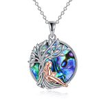 Graduation Gifts for Her Reading Necklace Sterling Silver Tree of Life Reading Jewelry for Book Lovers Librarian Bookworm (abalone)