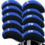 Golf Iron Head Covers with Number Printed Value 10 Pcs/Set, Golf Headcovers for Iron Club Lightweight Durable Portable Fit All Irons Clubs (Blue)