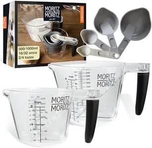 Moritz & Moritz Misurini 1 l e 0,5 l – Set di misurini a tazza e a cucchiaio lavabili in lavastoviglie – Per cucinare con i bambini