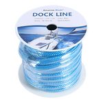 Amarine-made 5/8 Inch 50 FT Double Braid Nylon Dockline Dock Line Mooring Rope Double Braided Dock Line (Blue)