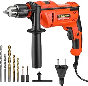 ValueMax Taladro percutor con Cable 900W, Taladro de Impacto con 5 Brocas, Portabrocas 13mm, Velocidad variable, con Mango Auxiliar y Brocha de Carbón