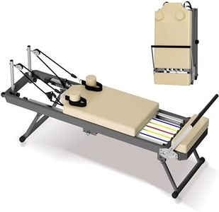 330 LBS Capacity Pilates Reformer, Foldable Pilates Core Bed Machine Equipment for Home Use and Yoga Studio Gym Workout Commercial Fitness Equipment, Suitable for Advanced and Beginners Users - Beige
