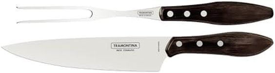 Tramontina Australia Barbecue Cooking Knife and Carving Fork Set Polywood Line, Brown, 21198960