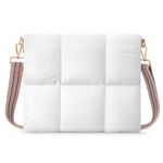MoKo 12.9 Inch Puffy Tablet Sleeve Bag for iPad Pro 12.9 inch, New iPad Air/Pro 13 inch 2024,Tab S8/S9 Plus 12.4,Quilted Puffer Pillow Case with Shoulder Strap,Sling Crossbody Bag for Women,Milk White
