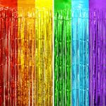 2Pcs Rainbow Fringe Curtains HADEEONG 3.28ft x 6.56ft Colorful Foil Fringe Curtain Tinsel Backdrop Door Curtains Party Streamers for Wedding Birthday Bridal Baby Shower Bachelorette Party Decorations