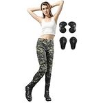 SHAIYOU Womens Motorcycle Trousers,Ladies Motorbike Protective Camo Jeans Riding Motocross Stretch Racing Pants with 4 Removable Armour (Green,M)