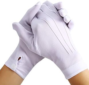 Shappy 2 Pairs White Cotton Gloves Men Costume Stitched Uniform Gloves for Wedding Formal Tuxedo Party Jewelry Inspection (Nylon 10 Inch), White, 4 Count (Pack of 1)