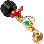 KTZCTPCA Propane Refill Adapter, 90 Degrees L Shape Propane Regulator with Gauge and ON-Off Control Valve, Propane Tank 20LB to 1LB Filler Adapter, QCC1 Brass Regulator Valve Tank Lid