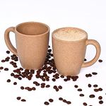 Eha Set of 2 Earth-Friendly Classic Coffee Mug | 300 ml | Made with Rice Husk & Bamboo Fibers | Microwave Safe | for Hot & Cold Coffee, Milk & Tea Cup | Matte Finish Mugs | Tortilla