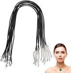 10pcs Waxed Necklace Cord with Lobster Clasp,Cotton Necklace Cord,Adjustable Braided Necklace Rope,Leather Braided String Cord for DIY Necklace Bracelet Jewelry(1.5mm,Black)