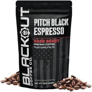 Blackout Coffee Pitch Black Espresso Extra Dark Roast - Aromatic, European-Style Espresso - Small Batch Freshly Roasted in the USA - 12 oz Bag (Whole Bean Coffee)