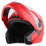 Steelbird SBA-7 7Wings ISI Certified Flip-Up Helmet for Men and Women (Medium 580 MM, Dashing Red with Clear Visor)