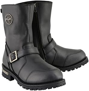 Milwaukee Leather Men's 9-Inch Classic Black Leather Engineer Motorcycle Boots with Gear Shift Guard MBM9090-10.5