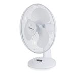 Signature S40010 Portable 16 Inch Oscillating Desk Fan Adjustable Tilt, 3 Plastic Blades, 3 Speed Settings, White