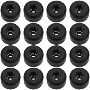 SG Store 16PCS Speaker Rubber Feet with Stainless Washer 25x15mm Round Rubber Feet for Subwoofer Speaker Road Case Furniture Feet Black