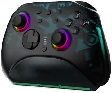 ASRVA Transparent Blue Wireless Pro Controller for Switch 2, Charging Dock | Hall Effect Joystick, 9-Axis Sensor, Turbo Function & RGB Lighting, Bluetooth Wireless Gamepad Equipped with Charging Dock