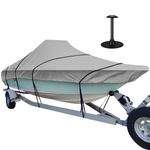 iCOVER Trailerable Boat Cover, 600D Heavy Duty Boat Cover Fits V-Hull Center Console Boat 22ft-24ft Long and Beam Width up to 102in, Windshield Height up to 30in, Boat Cover Support Pole Included