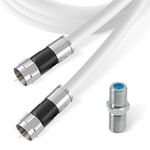 RG6 Coaxial Cable with F Connectors, High Speed Internet and TV Cord for HD TV, Xfinity, Satellite, Antenna, Cable Extension, WiFi Modem Cable (White, 7ft)