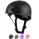 LOKJIJI Adjustable Kids Bike Helmet for Boys Girls Kids Youth Adult, Kids Protective Helmets for Multi-Sports Skateboard Scooter Bicycle Cycling Skating Rollerblading (Black, Large)