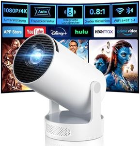 Mini Beamer, Philoent Smart Projektor 4K/1080P Unterstützt Neueste Apps WiFi 6 Bluetooth 5.4 Auto Screen Trapezkorrektur Niedriges Rauschen, Ultrakurzdistanzbeamer bietet großes Bild im kleinen Raum
