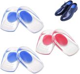 3 PCS Gel Heel Cups Silicone Heel Cup Pads Invisible Transparent Gel Heel Pads Heel Cups and Cushions Absorbing Support Heels Shoe Comfort Inserts for Women Men Reusable (Blue Pink)