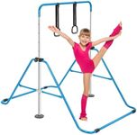 ToughHub Gymnastics Bar - Training Gymnastics Equipment for Kids - Adjustable Height - Folding Horizontal Bar with Gymnastic Rings (Blue)