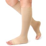 Beister 1 Pair Medical Open Toe Knee High Calf Compression Socks for Women & Men, Firm 20-30 mmHg Graduated Support Hosiery for Varicose Veins, Edema, Flight, Pregnancy