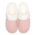 NineCiFun Women's Slip on Fuzzy Slippers Memory Foam House Slippers Outdoor Indoor Warm Plush Bedroom Shoes Scuff with Fur Lining size 7-8 pink