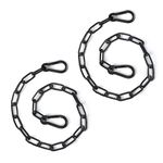 2pcs Gate Chain Lock, 20 Inch Stainless Steel Gate Link Chain Lock with Both-Ended Carabiners Chain Link Gate Latches for Outdoor Fences, Pet Cages, Horse Goat Cow Corral Supplies (Black)