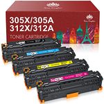 Toner Kingdom Remanufactured Toner Cartridge Replacement for HP 305 305A 305X 312 312A 312X for HP Pro 400 300 Color MFP M451dn M451nw M475dn M476nw M476dw M351A M375nw Toner Printer (4 Pack)