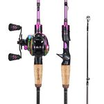 Sougayilang Fishing Rod Reel Combos, Medium Heavy 6'/7' Spinning & Casting Rod with Stainless Steel Guides - Two Pieces -6' Casting Rod with Left Handled