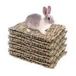 12 Pack Woven Grass Mat, Rabbit Natural Straw Woven Bed Mat Woven Hay Rabbit Bedding Cage Liner Chewable Beds Resting Mats Toys for Guinea Bunny Hamster, 11x8 Inch