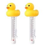 2 Packs Floating Pool Thermometer, Cute Yellow Duck Design Accurate Readings for Water Temperature, Shatter Resistant with String for Aquarium Thermometer for Outdoor & Indoor Swimming Pools & Spas