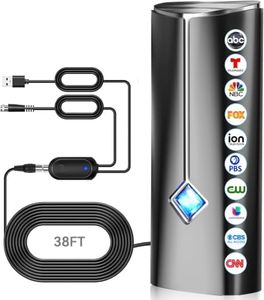 2026 Strongest TV Antenna, 5000+ Miles Range Digital Antenna for Smart TV Indoor Outdoor with Amplifier, 360° Reception HDTV Antenna for Local Channels Supports 8K,4K,1080P for All TVs-38FT Coax Cable