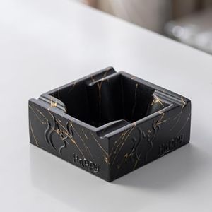 LaSheer Ceramic Ashtray,Marbled Ashtrays for Cigarettes for Home Indoor Outdoor Office Tabletop,Weed Smoking Ash Tray Holder Cool Decor - Marble Black (4.9” x 4.9” x 2”，1.7LB)