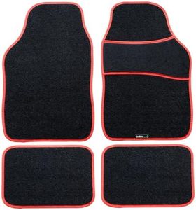 CarMats.co.uk Universal Car Mats - Carpet Right Hand Drive Car Floor Mats (Red Trim)