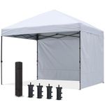 COOSHADE Pop Up Canopy Tent 10x10Ft Outdoor Festival Tailgate Event Vendor Craft Show Canopy with 2 Removable Sunwalls Instant Sun Protection Shelter with Wheeled Carry Bag(White)