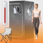 iDOTODO Full Size Portable Personal Infrared Sauna for Home, Personal Home Spa Tent with Remote Control, Heating Foot Pad, Foldable Reinforced Chair （Grey, L33.8 x W 33.8" x H 66.5"