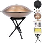 Handpan Drum UK - Hand Pan Steel Drum Instrument, 22 Inch 10 Notes D Minor 440Hz, Professional Grade Handmade Pan with Bag & Stand, for Sound Healing, Meditation, Yoga Adult Beginners (Gold)