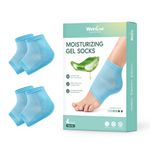 Welnove Moisturizing Heel Socks - 2 Pairs Aloe Vera Extract Infused Gel Lining for Dry Feet - Cracked Heel Repair Treatment - Cotton Socks for Women Men Foot Care (Extra Large Sizes)