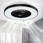 PADMA Modern Ceiling Light with Fans, Ceiling Fan with Lights and Remote-Control, Fan Invisible with Lighting for Bedroom, Living Room, Children's Room, 3 Color Adjustable, Timing, 3000-6500K