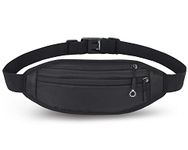 QKUDS running belt mobile phone up to 7 inch waist bag for women men children girls belt bag fanny pack waterproof for sports running jogging fitness cycling (black)