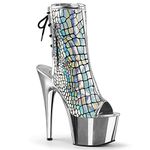 Pleaser Women's ADORE-1018HG Ankle Boot, SLV Hologram Ostrich Polyurethane/SLV Chrome, 3 UK