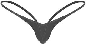 FEESHOW Men's T-Back Low Rise Jockstrap G-Strings Bulge Pouch Bikini Thong Underwear A Black X-Large