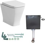 Ceramica® Marseille Back to Wall BTW Toilet WC Pan with Soft Close Seat and Concealed Cistern Flush Button, White Ceramic Toilets, Complete Set